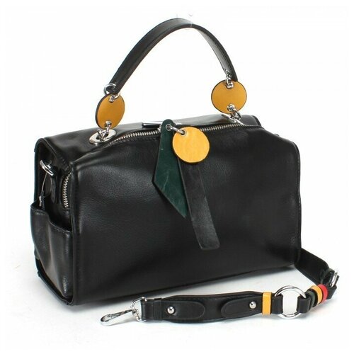 фото Сумка женская натуральная кожа gu 2033-917-5, 1отд, плечевой ремень, черный 231526 аделия