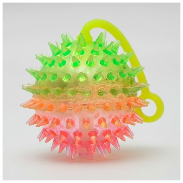 Пижон Мяч-дразнилка для собак игольчатый светящийся, 6 см, микс цветов - фотография № 1