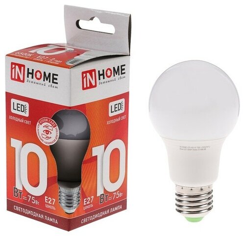INhome Лампа светодиодная IN HOME LED-A60-VC, Е27, 10 Вт, 230 В, 6500 К, 900 Лм