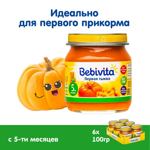 Пюре Bebivita Тыква (с 5 месяцев), 100 г, 6 шт.