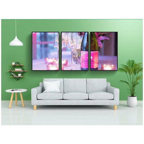 фото Набор модулных постеров для интерьера "вино, любовь, день святого валентина" 60x90 см. в тубусе, без рамки lotsprints