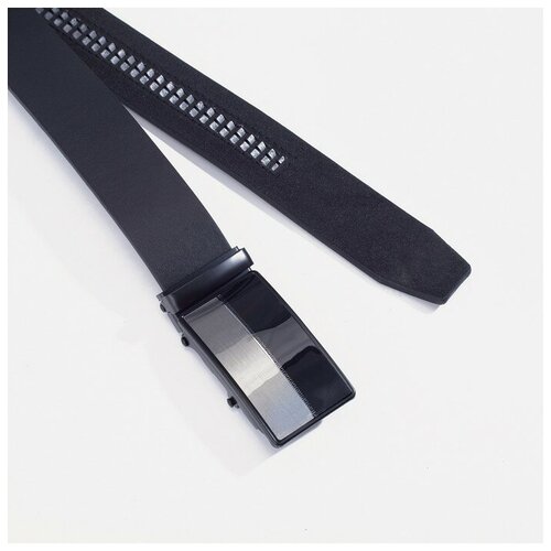 фото Ремень, ширина 4 см, автомат, пряжка тёмный металл, цвет чёрный supreme