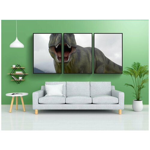 фото Набор модулных постеров для интерьера "тираннозавр, динозавр, парк" 60x90 см. в тубусе, без рамки lotsprints