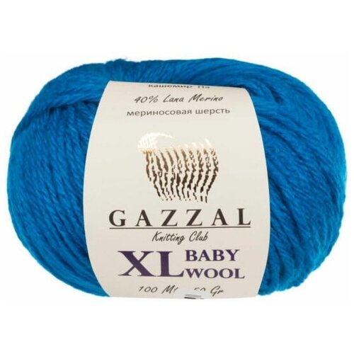 Пряжа Gazzal Baby Wool XL (Беби Вул) - 2 мотка Цвет: Темно-бирюзовый (822), 40% мериносовая шерсть, 20% кашемир, 40% акрил, 100м/50г