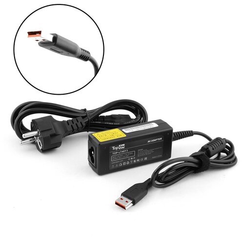 Блок питания (сетевой адаптер) TopOn для ноутбуков Lenovo 20V 2A 40W Power USB черный, с сетевым кабелем блок питания для ноутбука lenovo 20v 2 0a lenovo usb 40w adl40wcg