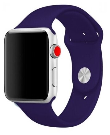 Ремешок силиконовый для Apple Watch 42/44/45/49мм (30), темно-фиолетовый, на кнопке