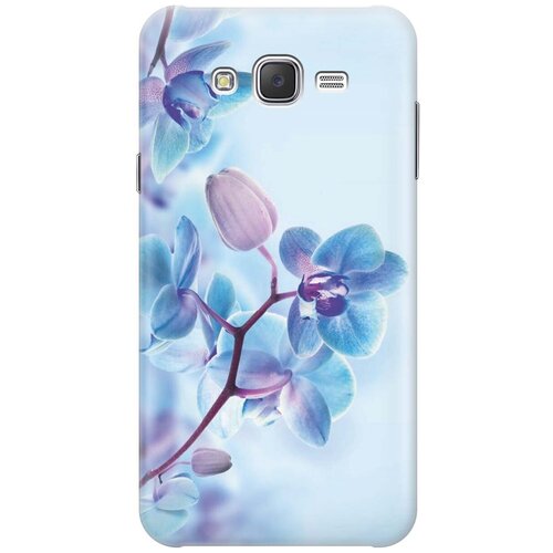 фото Силиконовый чехол на samsung galaxy j7 (2015) / самсунг джей 7 2015 с принтом "синий цветок на синем" gosso