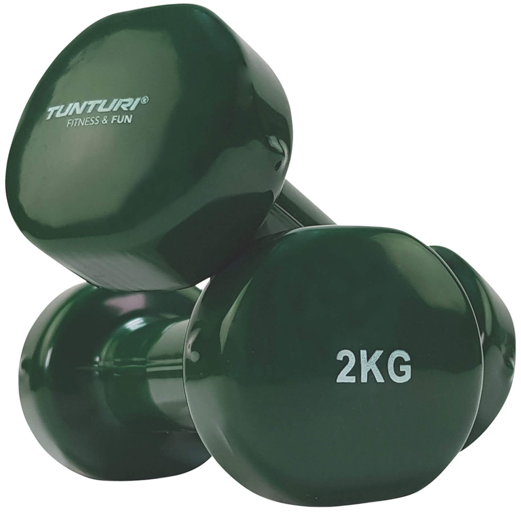 Набор гантелей Tunturi Dumbbells 2гант. 2кг винил. изумрудный/серебристый (14TUSFU110) - фото №1