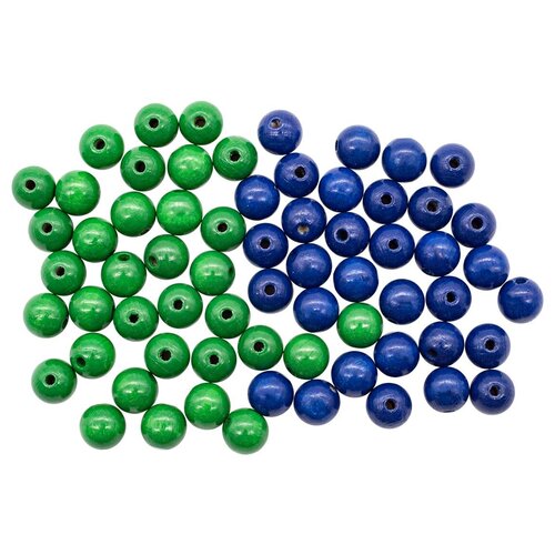 Набор деревянных бусин, зеленый и голубой цвета, 12мм, 56шт, Glorex