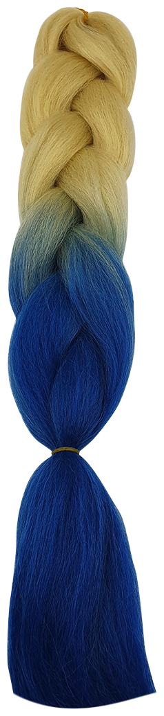 Канекалон омбре светло-золотистый/синий , канекалон двухцветный , канекалон для волос 60 см , синтетические пряди для плетения