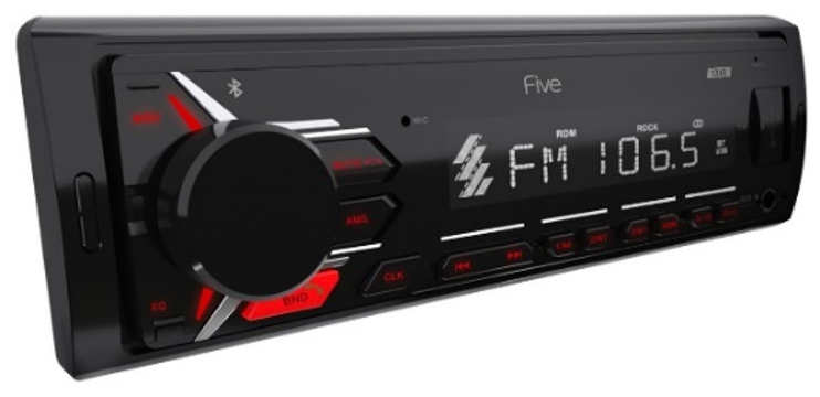 Автомагнитола FIVE F26R (1din/красная/Bluetooth/USB/AUX/SD/FM/4х50)