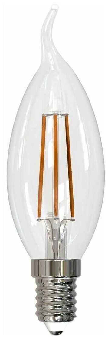 Лампа светодиодная филаментная Uniel E14 11W 3000K прозрачная свеча на ветру LED-CW35-11W/3000K/E14/CL PLS02WH UL-00005170