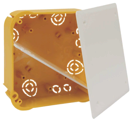 Распределительная коробка KOPOS KO 110/L для ГЛК и деревянных конструкций 116х116х45 мм материал самозатухающий ПВХ, цвет желтый (комплект 3 шт)