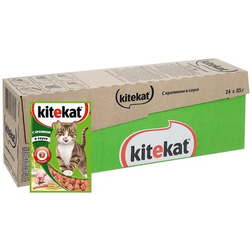 Влажный корм для кошек Kitekat кролик 24 шт. х 85 г (кусочки в желе)