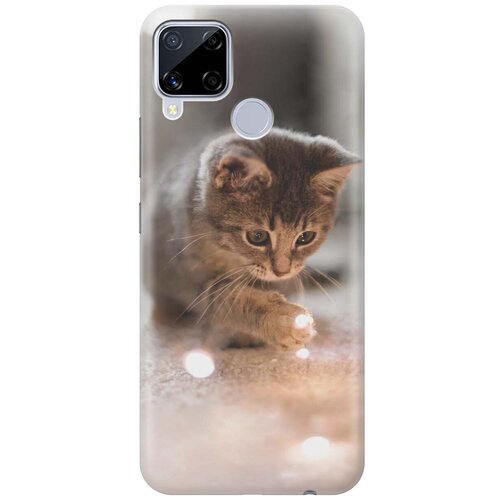 фото Ультратонкий силиконовый чехол-накладка для realme c15 с принтом "котенок и свет" gosso
