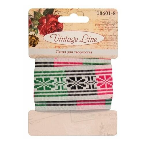 Лента жаккардовая Vintage Line 'Славянский орнамент', 30 мм x 1 м, 18601-8
