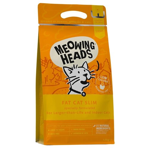 Сухой корм Meowing Heads Fat Cat Slim для кошек с избыточным весом с курицей и лососем - 1,5 кг