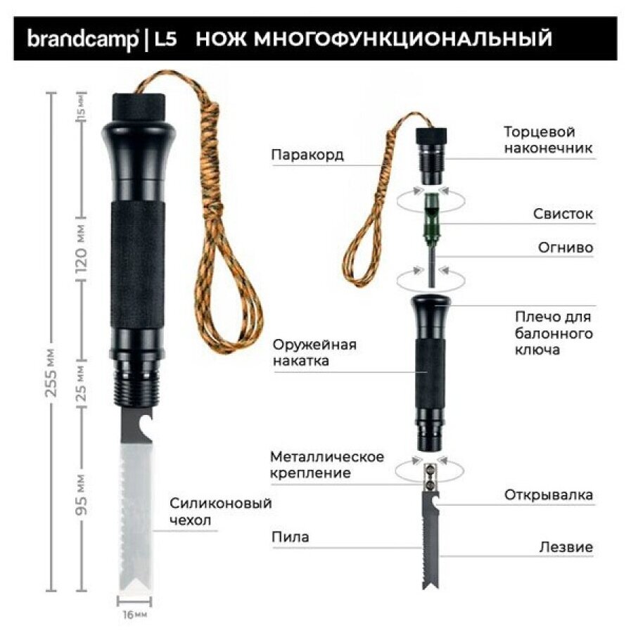 Лопата складная туристическая Brandcamp L5, многофункциональная, походная - фотография № 8