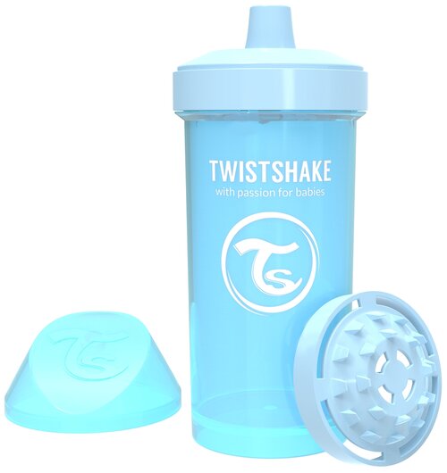 Детский поильник-непроливайка с силиконовым твёрдым носиком Twistshake Kid Cup, 360 мл, от 12 мес. Пастельный синий