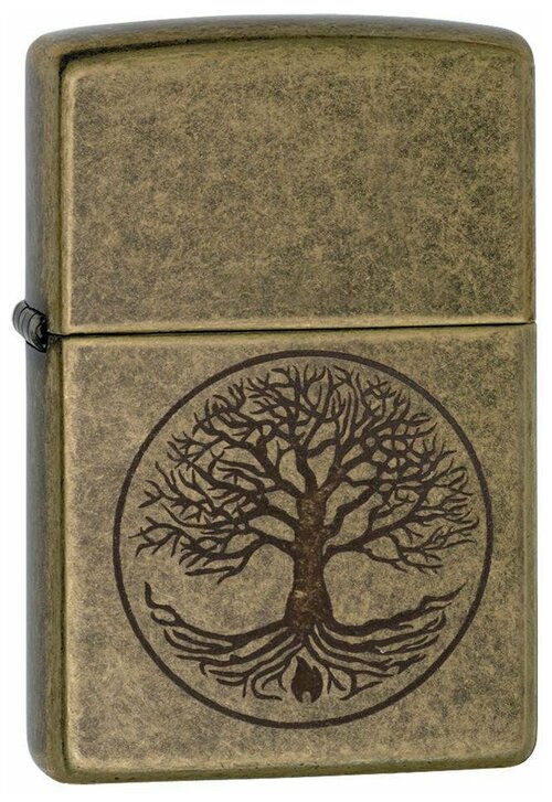 Оригинальная бензиновая зажигалка ZIPPO 29149 Tree of Life с покрытием Antique Brass - Дерево Жизни