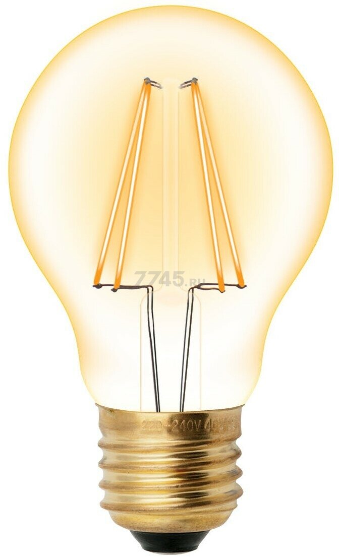 LED-A60-6W-GOLDEN-E27 GLV21GO Лампа светодиодная Vintage. Форма A. золотистая колба. Картон. ТМ Uniel (4шт в упаковке)