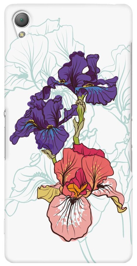 Чехол и защитная пленка для Sony Xperia Z3 Deppa Art Case Pastel ирисы