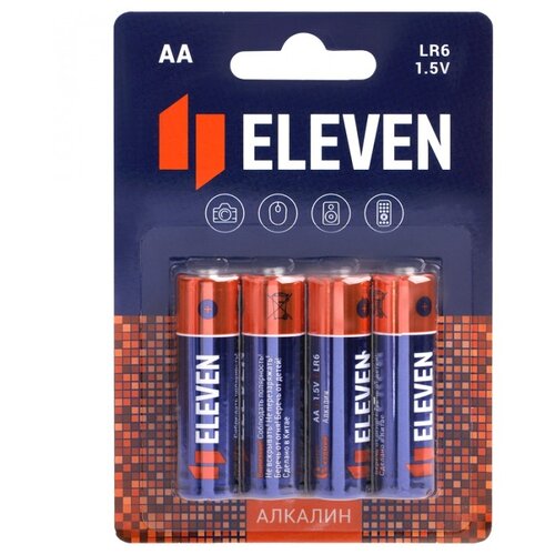 Батарейка Eleven AA (LR6), в упаковке: 4 шт. батарейка eleven aa r6 в упаковке 4 шт