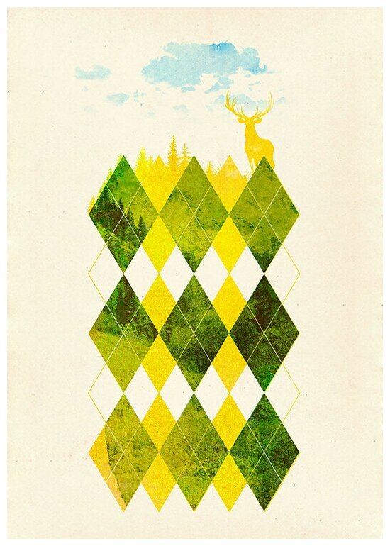 Интерьерный постер на стену картина для интерьера в подарок плакат "Elegant Forest" размера 40х50 см 400*500 мм репродукция без рамы в тубусе