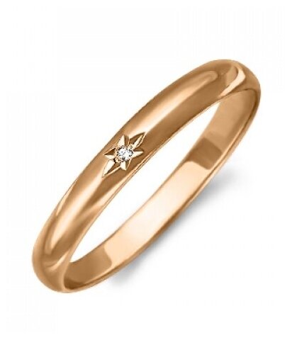 Кольцо обручальное PLATINA, красное золото, 585 проба, бриллиант, размер 14.5