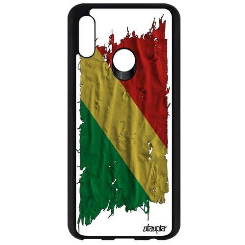 фото Противоударный чехол для смартфона // huawei p smart 2019 // "флаг конго браззавиль на ткани" государственный дизайн, utaupia, белый