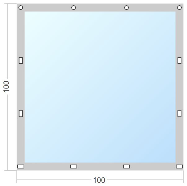 Мягкое окно Софтокна 100х100 см съемное, Скоба-ремешок, Прозрачная пленка 0,7мм, Серая окантовка, Комплект для установки - фотография № 3