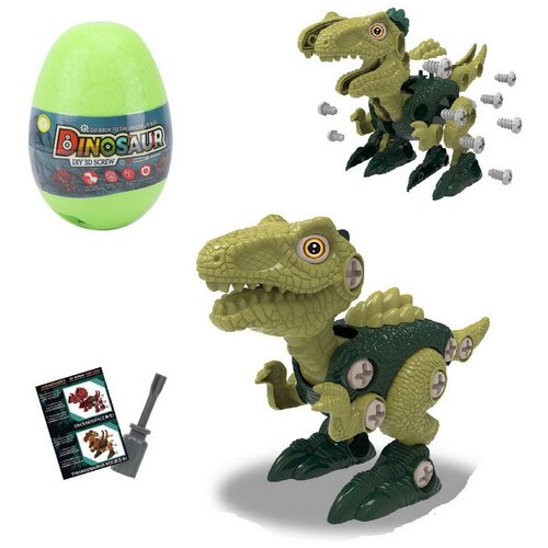 конструктор junfa динозавр в большом яйце в наборе с отверткой wz 17199 Конструктор Junfa Динозавр зеленый в яйце в наборе с отверткой