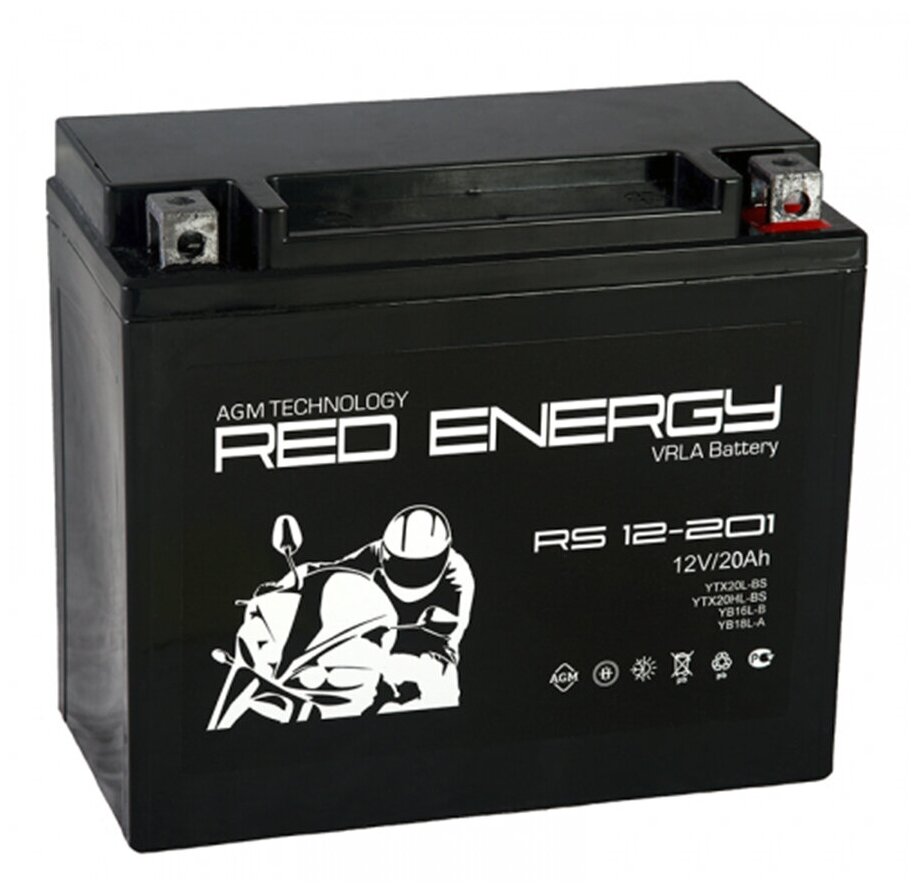 Аккумулятор 12V - 20 А/ч "Red Energy RS" (YTX20L-BS YB16L-B YB18L-A) (RS 12201)