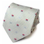 Светлый шелковый галстук в гармонирующую полоску и красно-синие квадраты Ken Scott 822041 - изображение