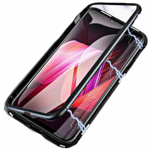 фото Чехол-бампер mypads для oppo find x2 магнитный из закаленного стекла и металла с двухсторонней прозрачной крышкой металлический защитный противоударный черный