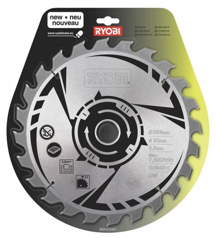 Диск пильный 254 мм Ryobi SB254T24A1