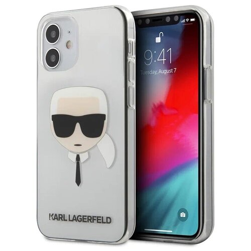 Lagerfeld для iPhone 12 mini (5.4) чехол PC/TPU Karl's Head Hard Transparent