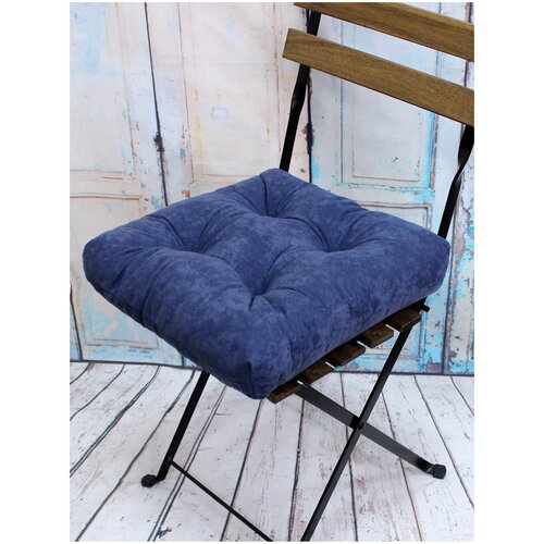 фото Подушка для сидения на стул без завязок matex velours серо-голубой, чехол не съемный, ткань велюр, 40х40 см матекс