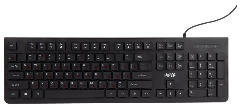 Клавиатура Hiper OK-4000 черная, USB, 104 кн, проводная