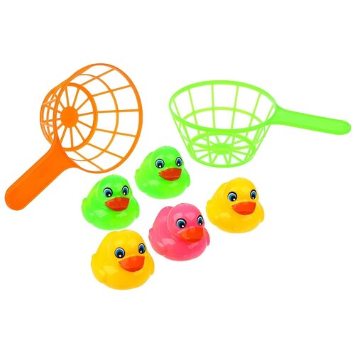 Игрушки для купания Крошка Я Утёнок + сачок, 7 предметов
