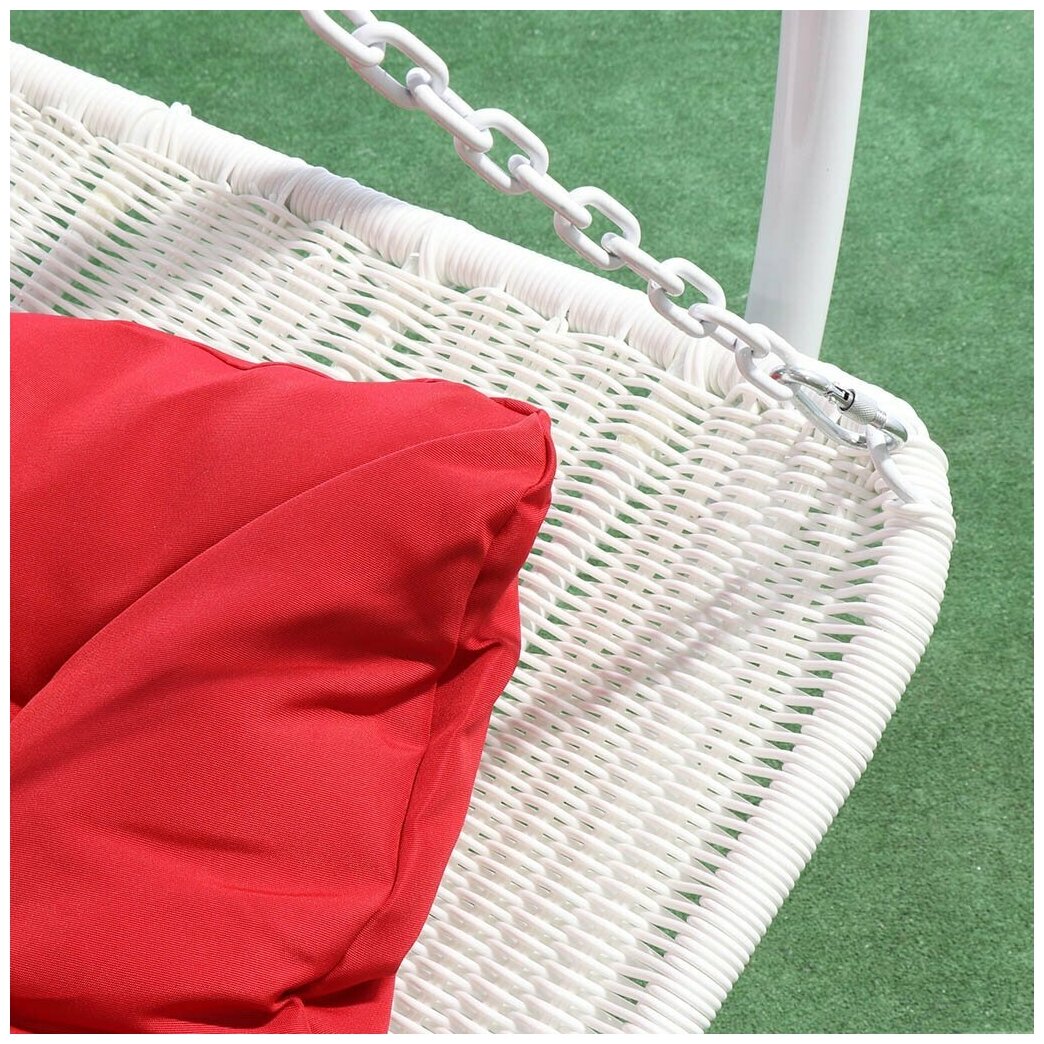 Качели садовые Кокон Green Days H073-19-1850 белый с красной подушкой - фотография № 4