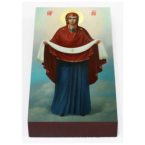 Покров Пресвятой Богородицы, икона на доске 7*13 см похвала пресвятой богородицы икона на доске 13 16 5 см
