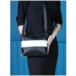 Женская сумка кросс-боди Loreto черный с белым из натуральной кожи - изображение