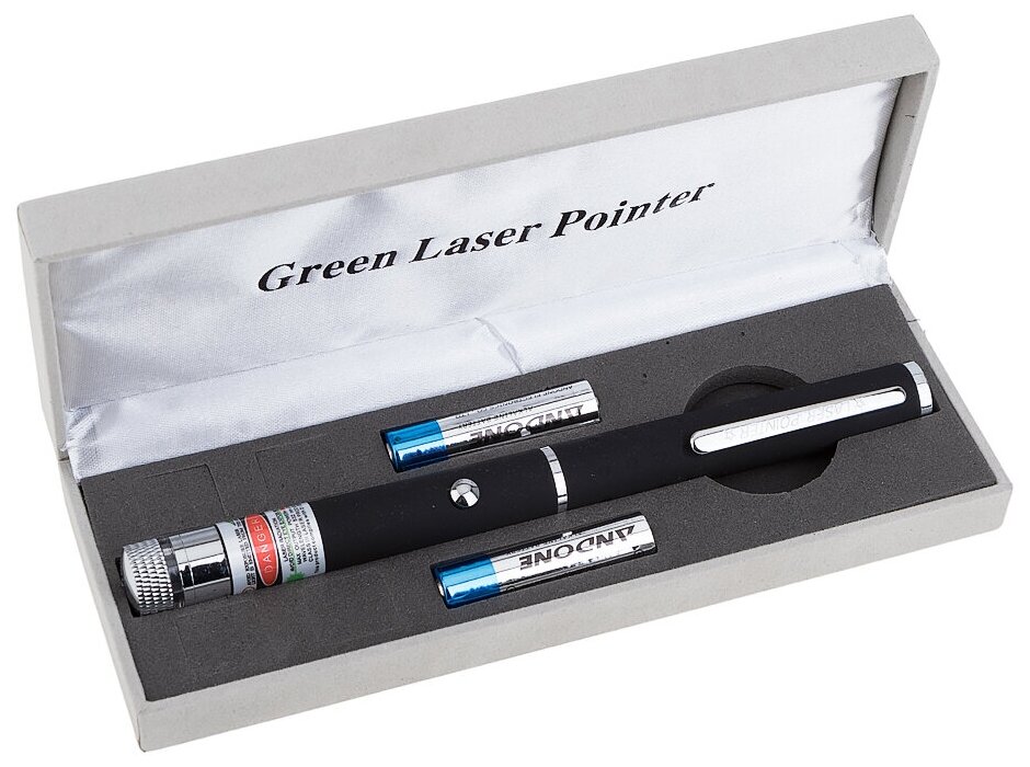 Лазерная указка Green Lazer Pointer SD-03-3, 1 насадка, зеленая, 2хААА