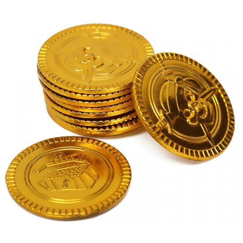 Монеты золотые пиратские Сокровища пирата пиастры клад, набор 12 шт.