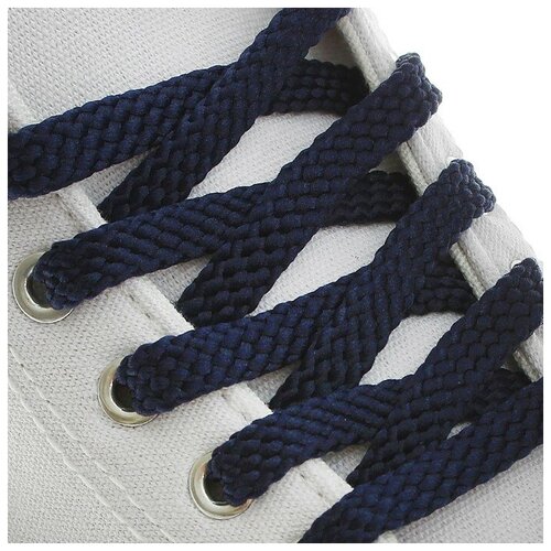 Шнурки для обуви плоские, 10 мм, 90 см, цвет темно-синий