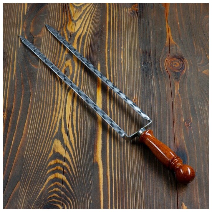 Двойной вилка-шампур с деревянной ручкой, 40 см - фотография № 1