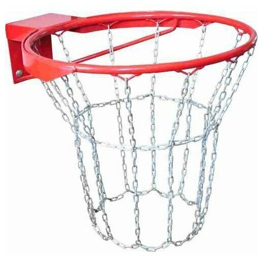 Кольцо баскетбольное антивандальное №7, MR-BRim7Av, диаметр 450 мм, металл с цепью, с кронштейном, красный MADE IN RUSSIA