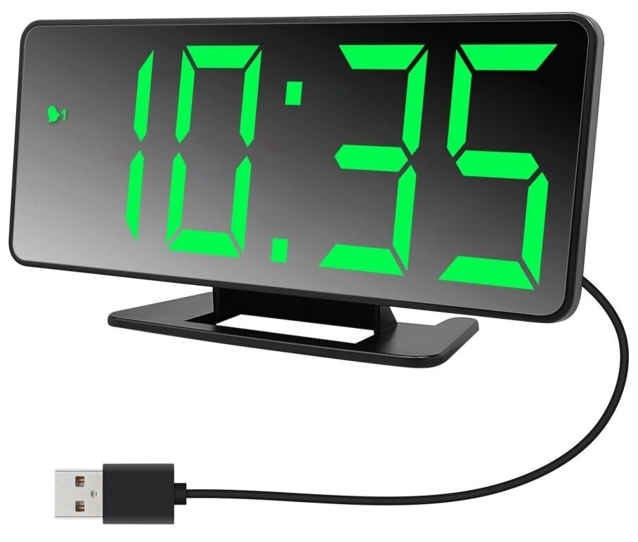 VST / VST888-4зеленый Часы электронные - будильник с LED дисплеем