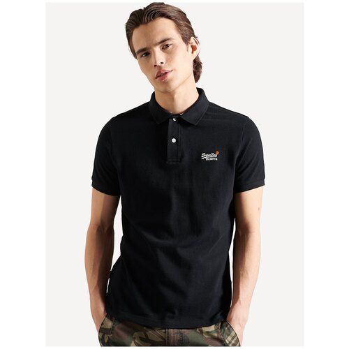 фото Футболка поло superdry classic pique s/s polo, цвет черный, размер s